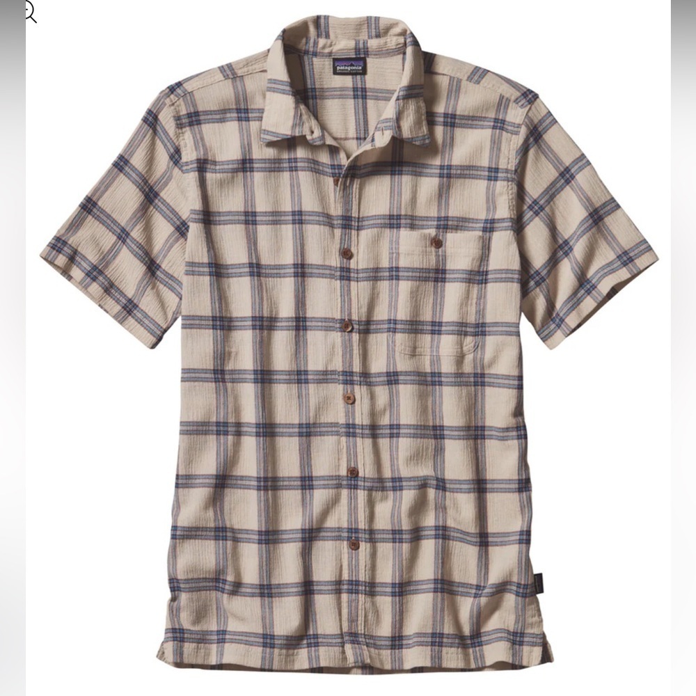 Patagonia Men's A/C Short Sleeve Plaid Gauze Button Up Shirt Size Large Organic